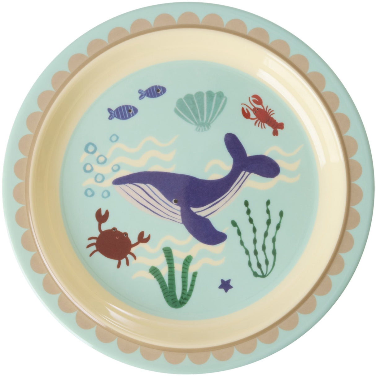 Rice Blue Ocean Print Melamine Kids Lunch Plate