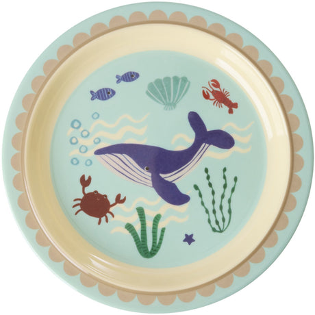 Rice Blue Ocean Print Melamine Kids Lunch Plate