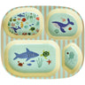 Rice Blue Ocean Print Melamine Kids 4 Room Plate