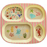 Rice Coral Ocean Print Melamine Kids 4 Room Plate