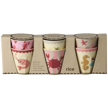 Rice Coral Ocean Print Melamine Cups Small 6 Pack 160 Ml
