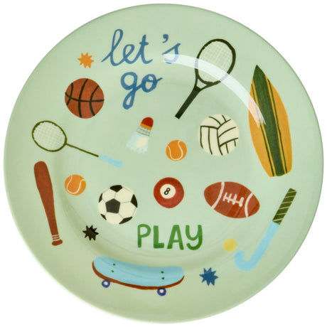 Rice Sports Print Melamine Round Side Plates