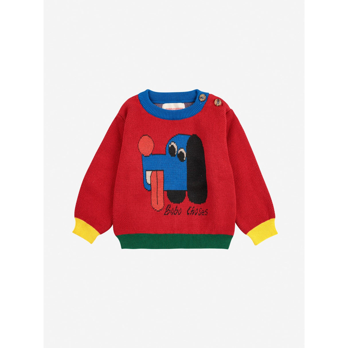 Bobo Choses Red Doggy Mate Jacquard Jumper