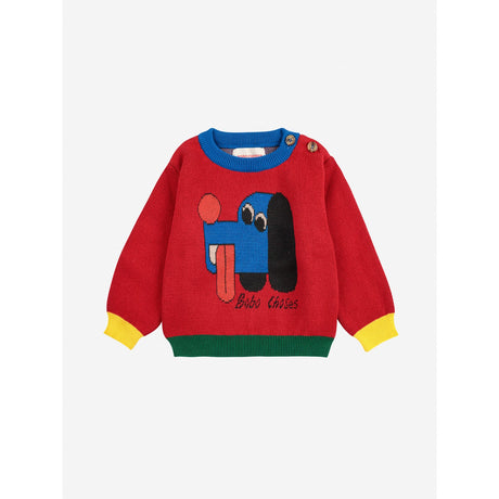 Bobo Choses Red Doggy Mate Jacquard Jumper