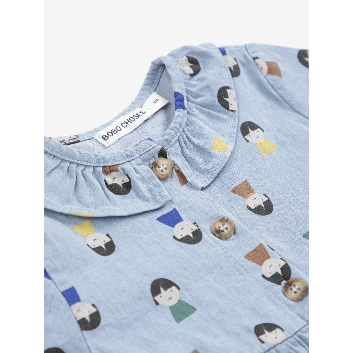Bobo Choses Light Blue Game Pawns All Over Light Denim Dress