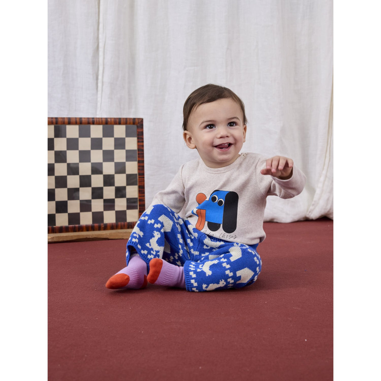 Bobo Choses Blue Farm All Over Knitted Pants