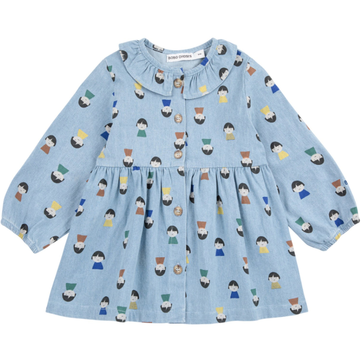 Bobo Choses Light Blue Game Pawns All Over Light Denim Dress