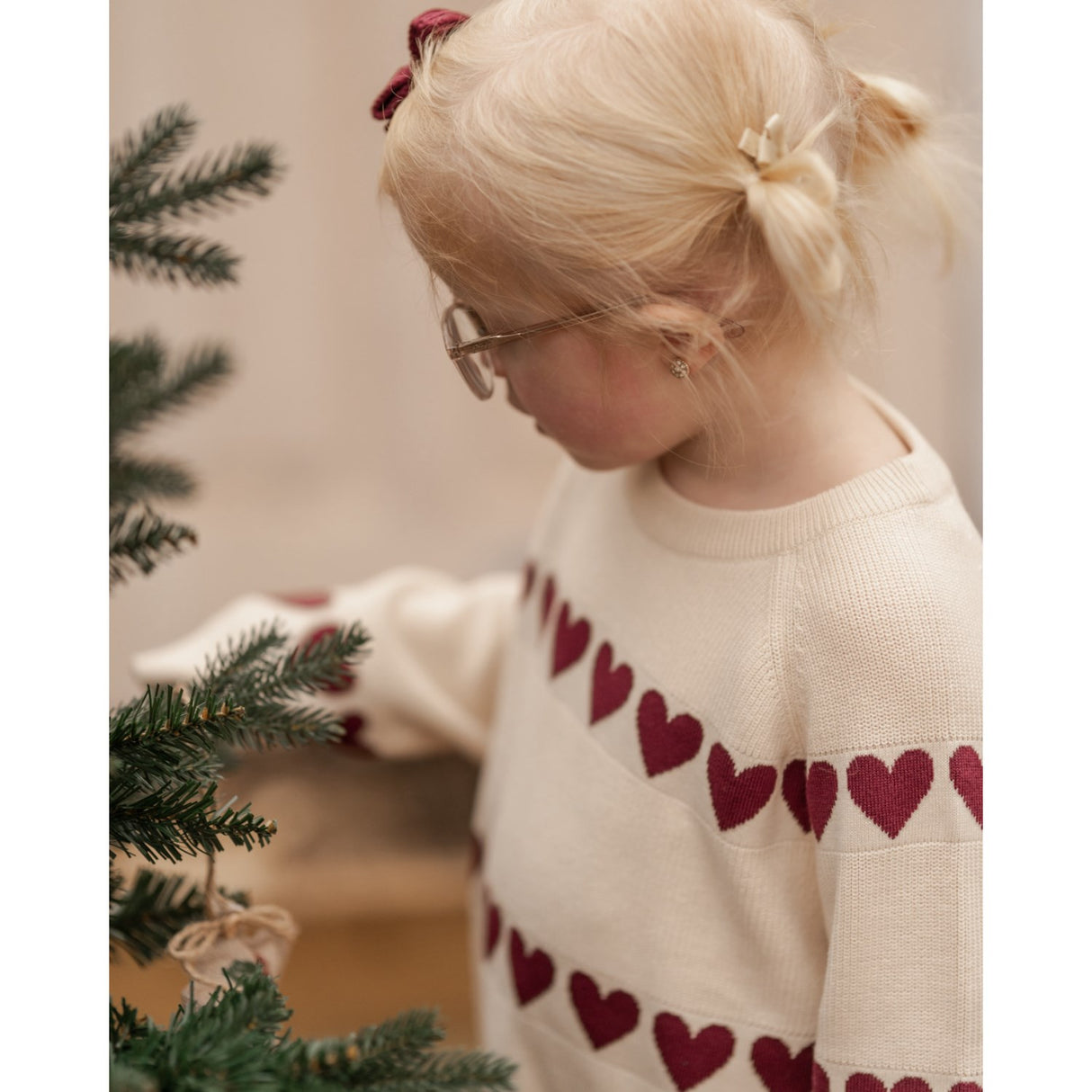 Hanevild Ivory Red Heart Blouse