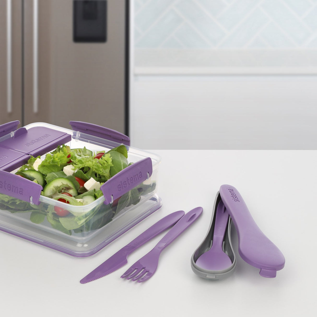 Sistema Misty Purple To Go Cutlery Set