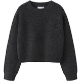 Name It Dark Grey Melange Nkfholly Ls Boxy Short Knit Noos