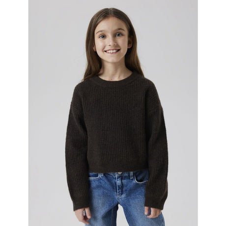 Name It Dark Grey Melange Nkfholly Ls Boxy Short Knit Noos