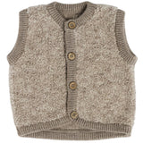 Smallstuff Natur Melange Vest With Buttons Bouclé Merino Wool
