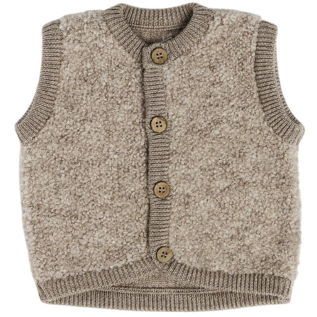 Smallstuff Natur Melange Vest With Buttons Bouclé Merino Wool