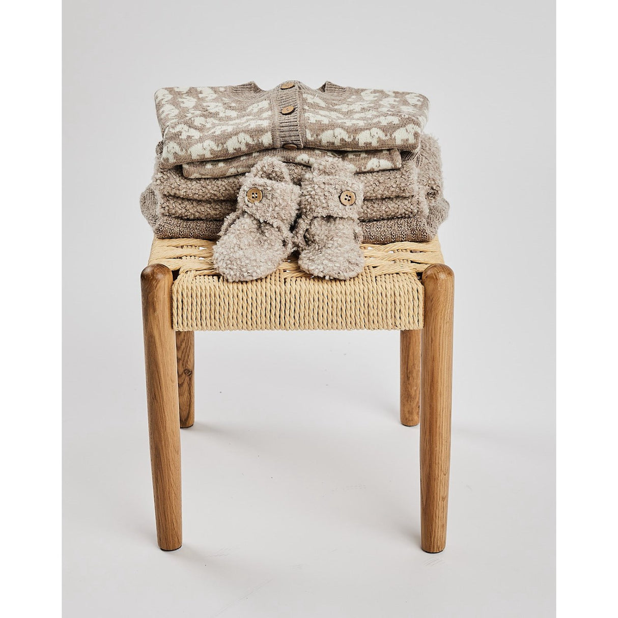 Smallstuff Natur Melange Cardigan With Zipper Bouclé Merino Wool