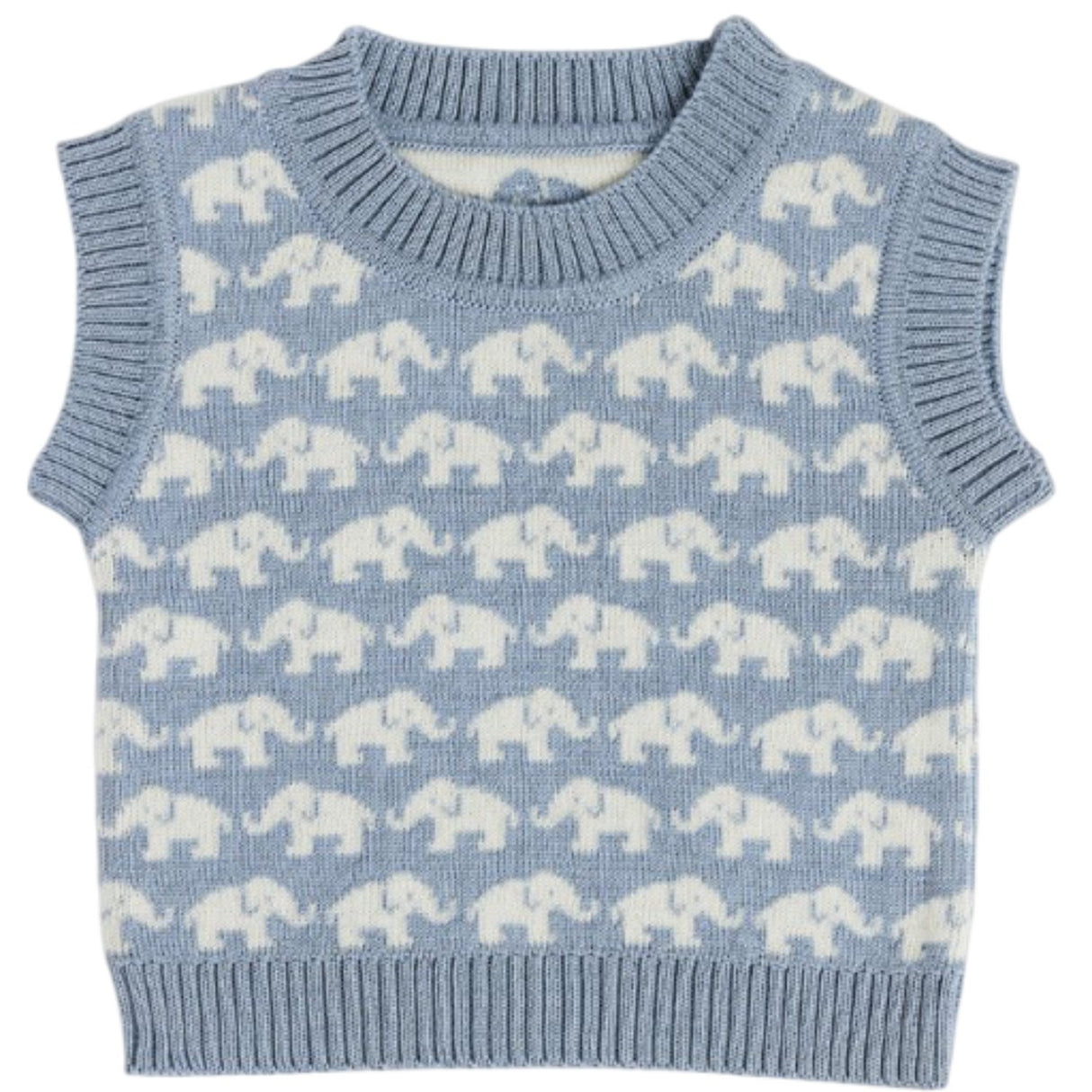 Smallstuff Blue Vest Ao Elephants Merino Wool
