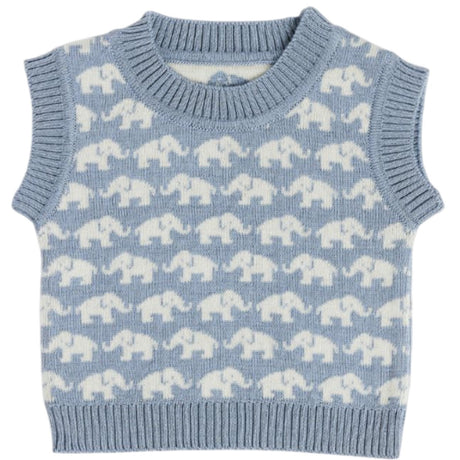 Smallstuff Blue Vest Ao Elephants Merino Wool