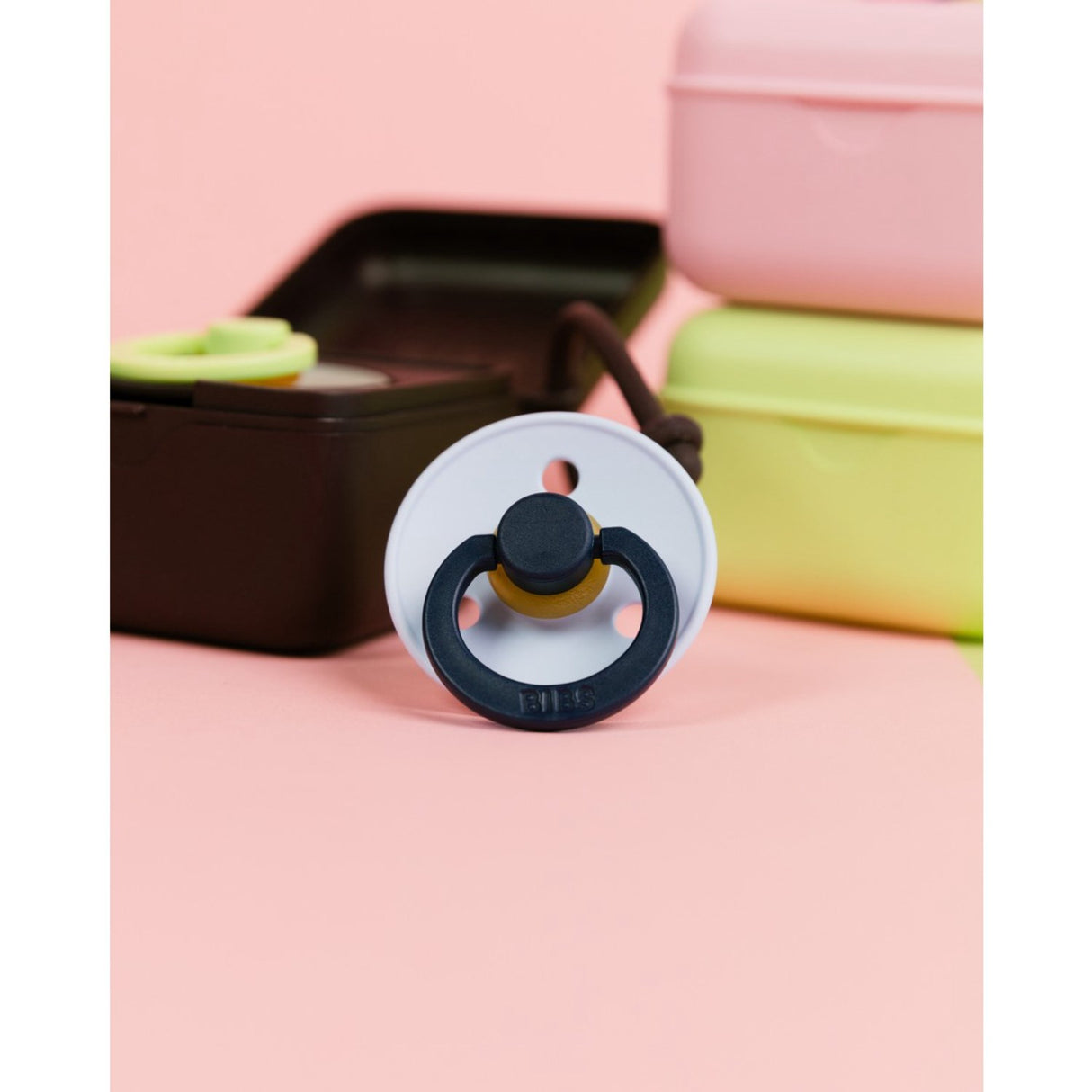 Bibs Baby Blue Pacifier Studio Colour 2-Pack Fusion Latex Petrol Mix