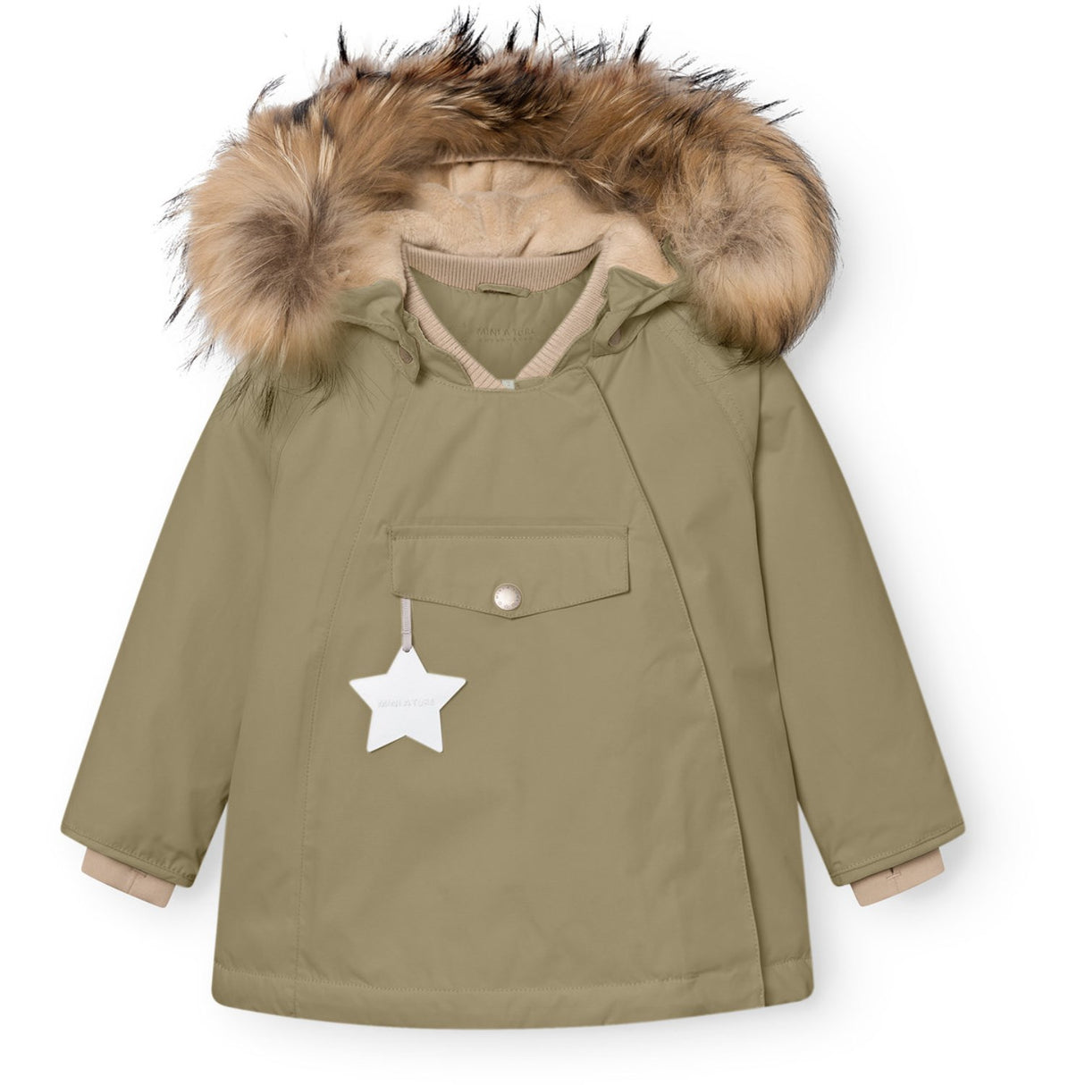 Mini A ture Aloe Green Matwang Fleece Lined Winter Jacket Fur. GRS