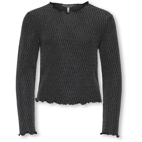 kids ONLY Black Lurex Silver/Harlekin Kogqueen L/S Glitter Top Bf Jrs