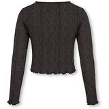 kids ONLY Black Lurex Rose Gold/Stripe Kogqueen L/S Glitter Top Bf Jrs