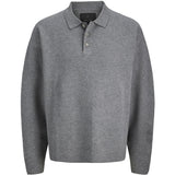 Jack & Jones Junior Medium Grey Melange Jprblabradfort Knit Polo Ln Jnr