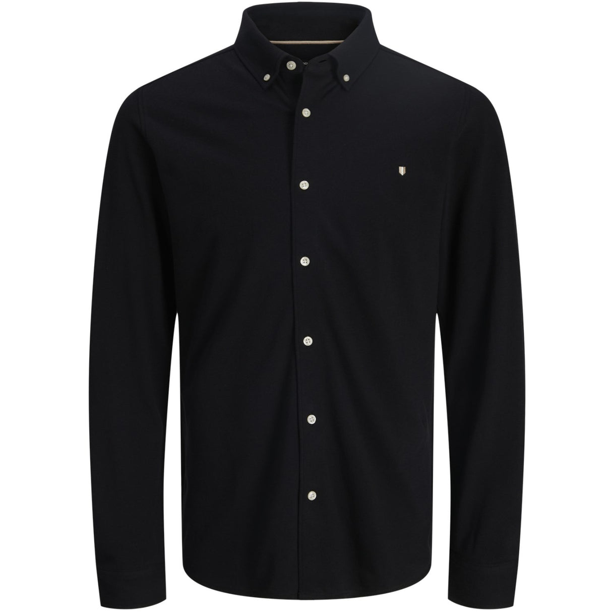 Jack & Jones Junior Black Jprblublake Pique Detail L/S Shirt Jnr