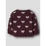 Name It Burgundy Peyote Heart Nbfoana Ls Knit