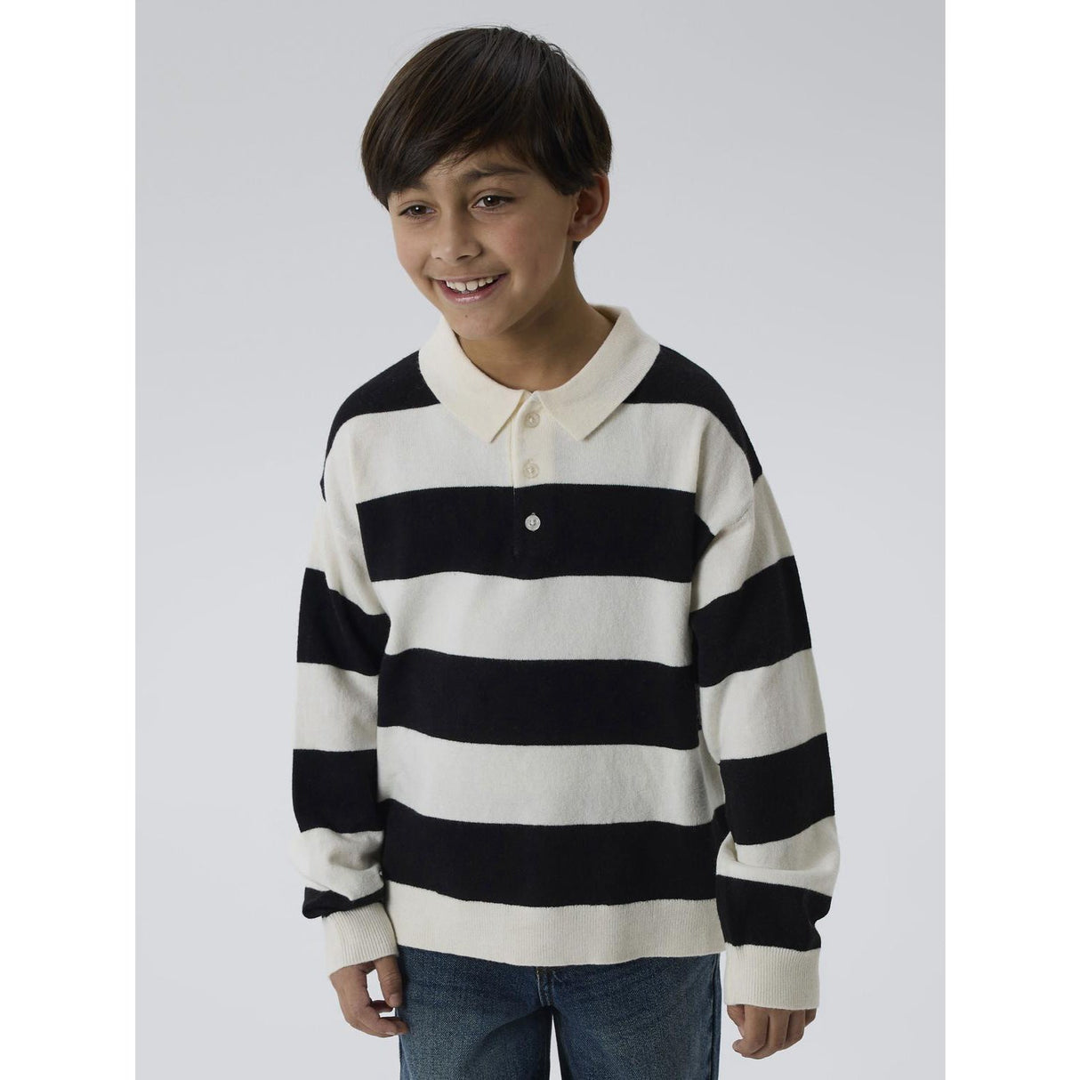 Name It Black Nkmobert Ls Loose Knit Polo