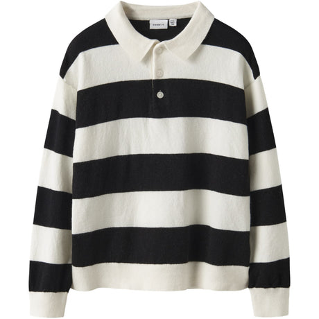 Name It Black Nkmobert Ls Loose Knit Polo