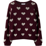 Name It Burgundy Peyote Heart Nmfoana Ls Knit