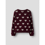 Name It Burgundy Peyote Heart Nmfoana Ls Knit