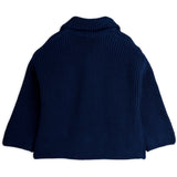 Mini Rodini Blue Panda Patch Chunky Knit Half Zip Sweater