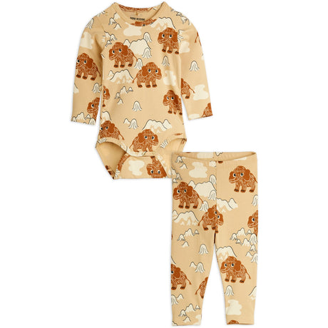 Mini Rodini Beige Mammoth AOP Baby Set