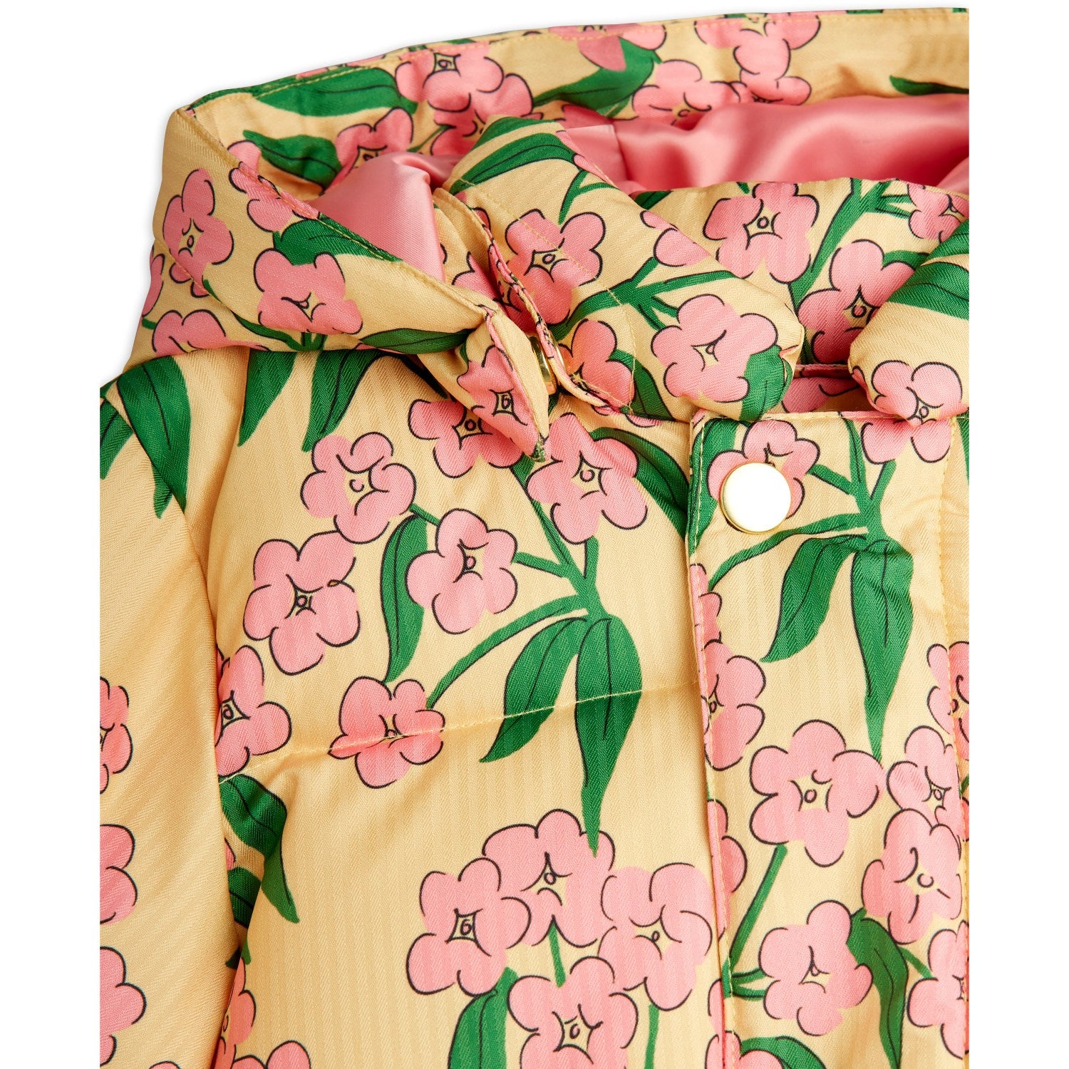 Buy Mini Rodini Yellow Alpine Flowers AOP Hooded Puffer | Luksusbaby