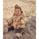 Mini Rodini Beige Mammoths AOP Hooded Puffer