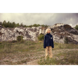 Mini Rodini Blue Panda Patch Chunky Knit Half Zip Sweater