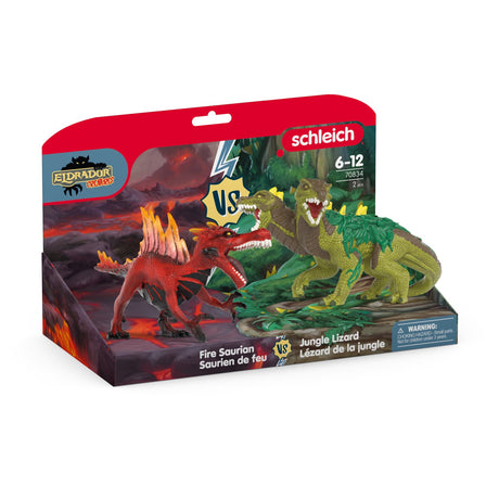 Schleich Fire Saurian vs. Jungle Lizard