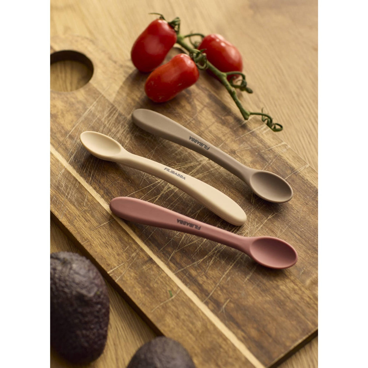 FILIBABBA Rose Mix Silicone Feeding Spoons 3-Pack