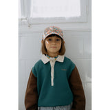 TinyCottons Dark Green Color Block Polo Sleeve T-Shirt