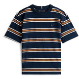 Tommy Hilfiger Navy Multi Stripe Cotton Stripe Tee Ss