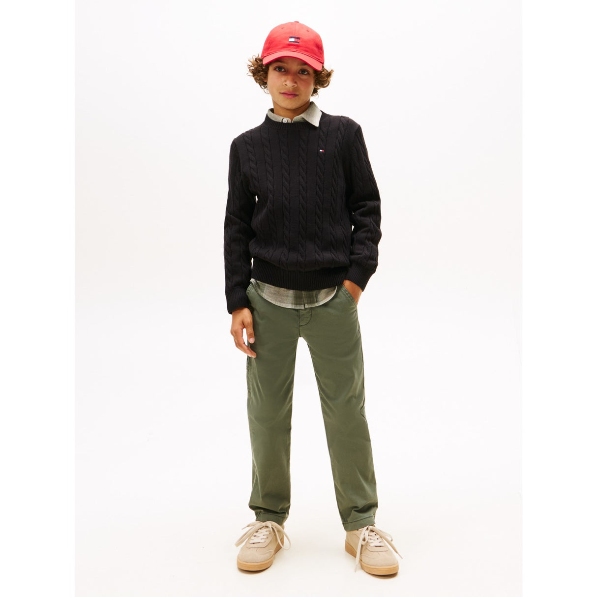 Tommy Hilfiger Black Cotton Cable Sweater