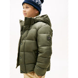 Tommy Hilfiger Pewter Green Matt And Shine Embossed Jacket