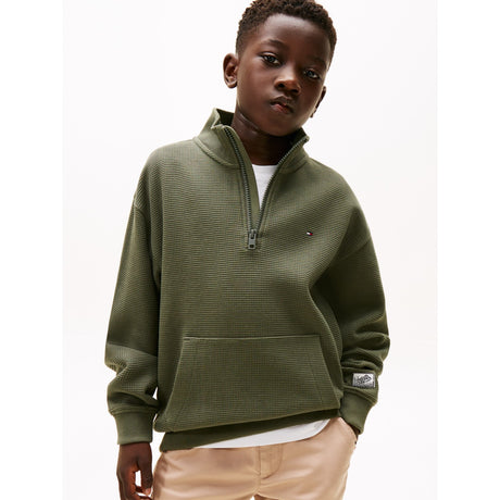 Tommy Hilfiger Pewter Green Texture Half Zip Sweatshirt