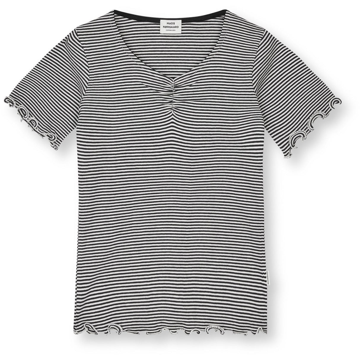 Mads Nørgaard Black/Vanilla Ice 2X2 Cotton Stripe Tiki Tee