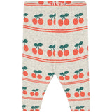 TinyCottons Light Cream Cherry Pattern Rib Baby Leggings