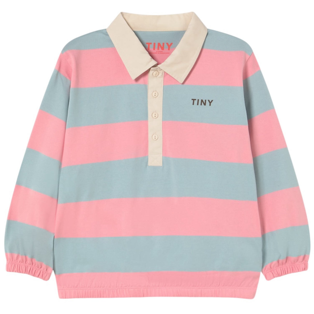 TinyCottons Warm Grey Stripes Polo Sleeve T-Shirt