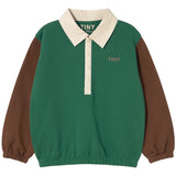 TinyCottons Dark Green Color Block Polo Sleeve T-Shirt