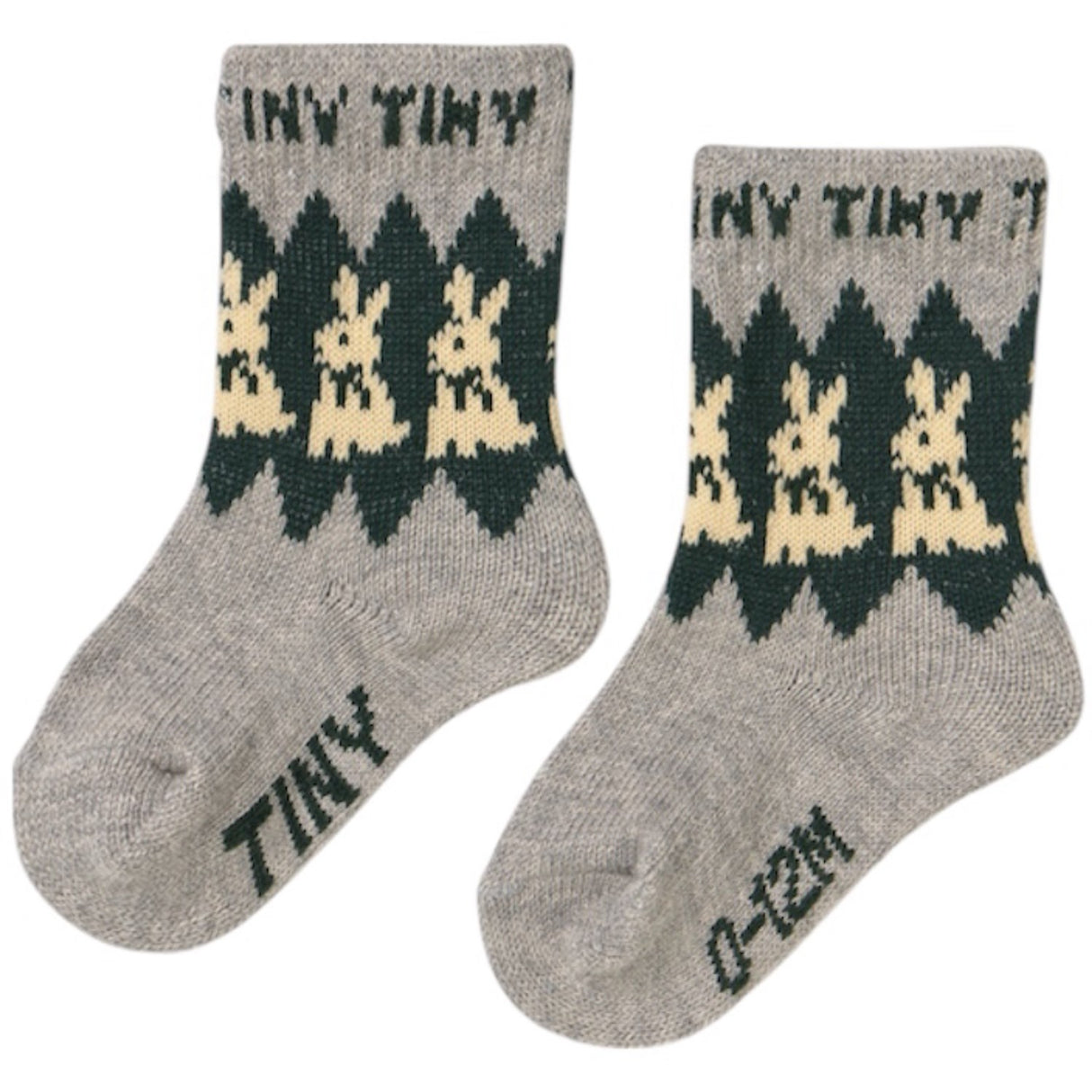 TinyCottons Teal Rabbits Wool Medium Socks