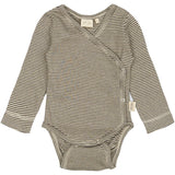 Petit Piao Coffee Bean/Dark Off White PPDian Body L/S Fold Over Stripe NOOS