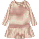 Petit Piao Nostalgic Rose/off White Dress L/S Modal Striped